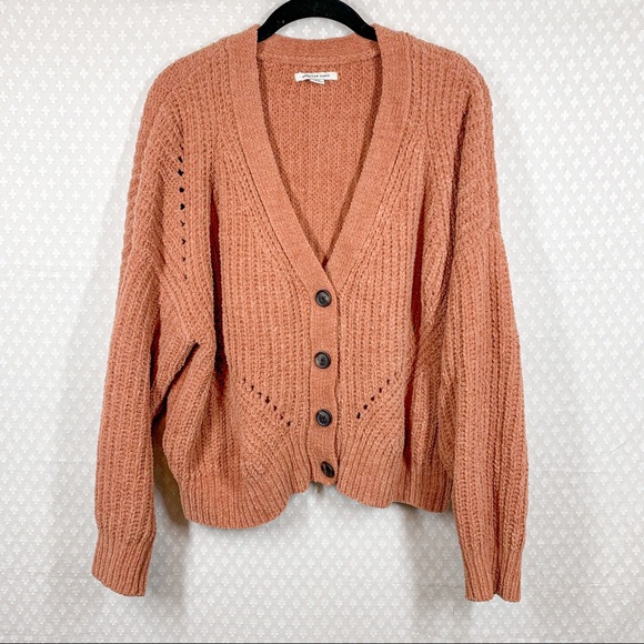 American Eagle Outfitters Sweaters | American Eagle Pink Orange Chenille Button Up Oversized Cardigan | Color: Orange/Pink | Size: S | Amandatrusty's